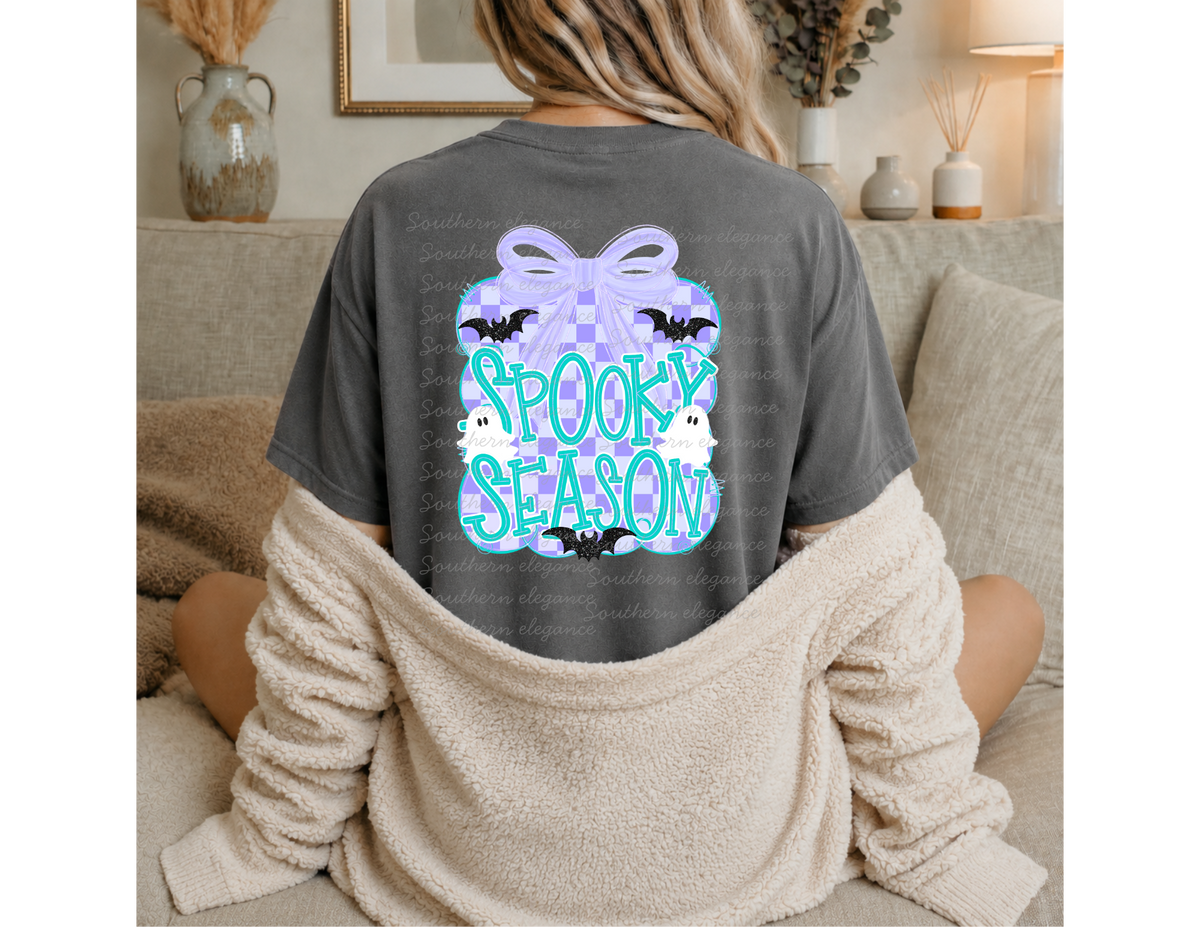 Spooky Season Bow & Ghost Comfort Colors Tee
