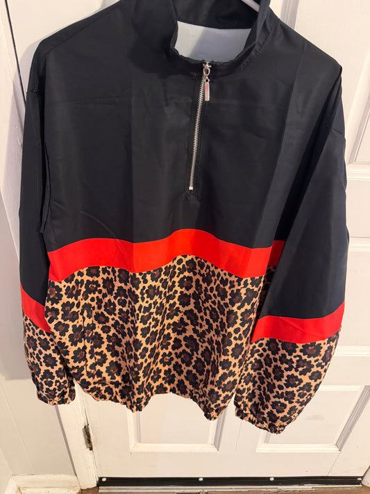 Black & Red Cheetah Print - Wind Breaker